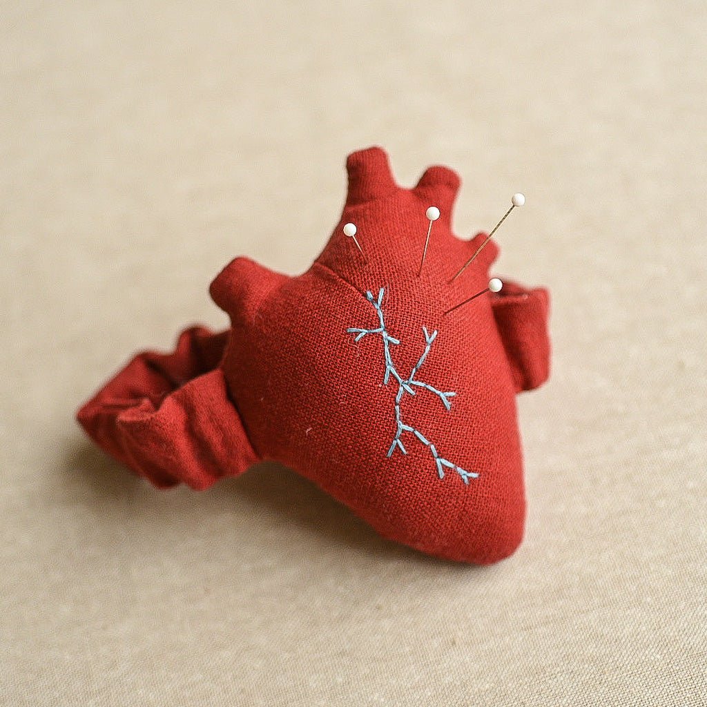 Gogo and Martin : Anatomical Heart Pin Cushion : Wristlet - the workroom
