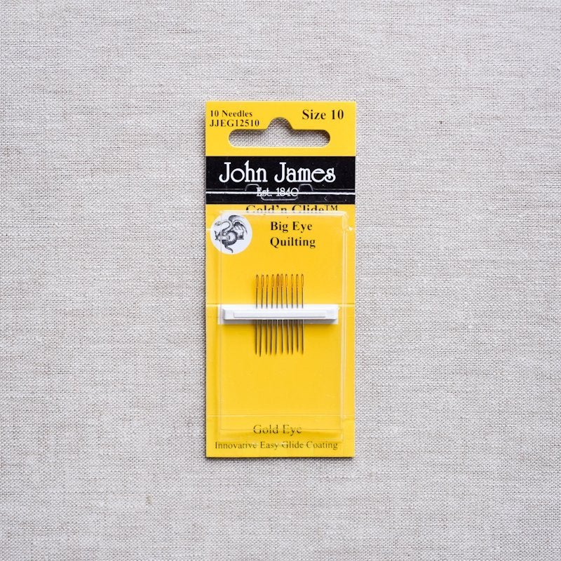 John James : Gold&rsquo;n Glide Big Eye Quilting Needles : Size 10 - the workroom
