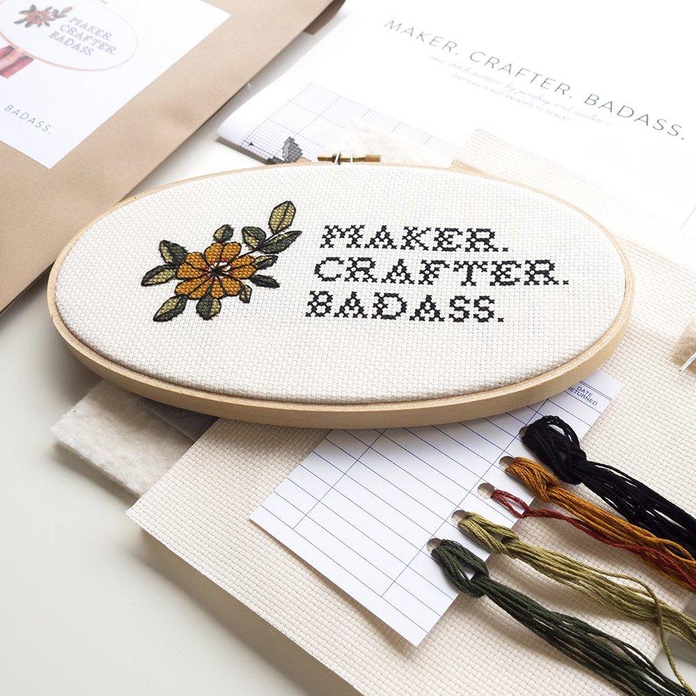 Junebug and Darlin : 5" x 9" Cross Stitch Kit : Maker. Crafter. Badass. - the workroom