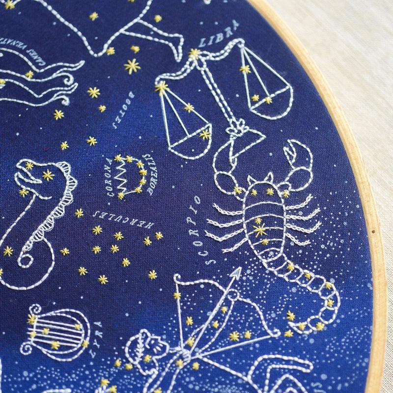 Kiriki Press : Constellation Series : Star Map 11" Hoop Embroidery Kit - the workroom