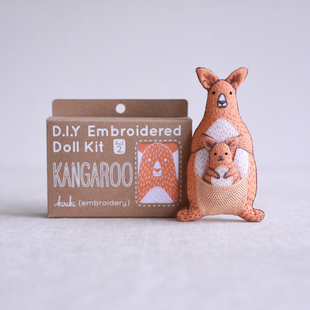 Kiriki Press : DIY Embroidered Doll Kit : Kangaroo - the workroom