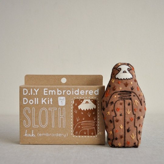 Kiriki Press : DIY Embroidered Doll Kit : Sloth - the workroom