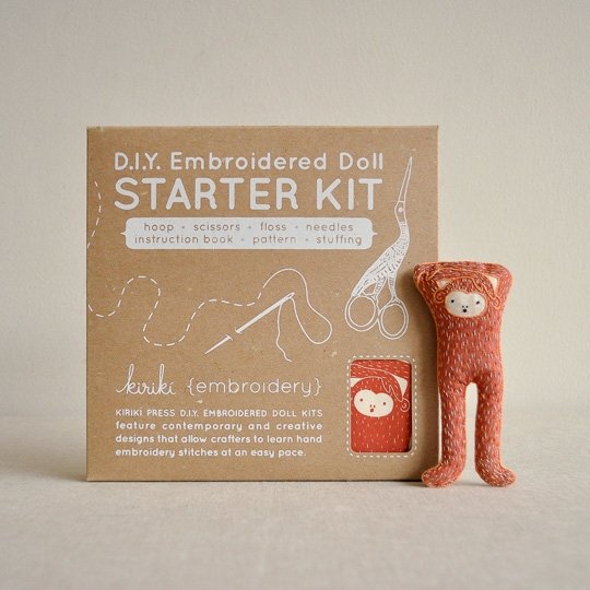 Kiriki Press : Embroidered Doll Starter Kit : with Monkey - the workroom