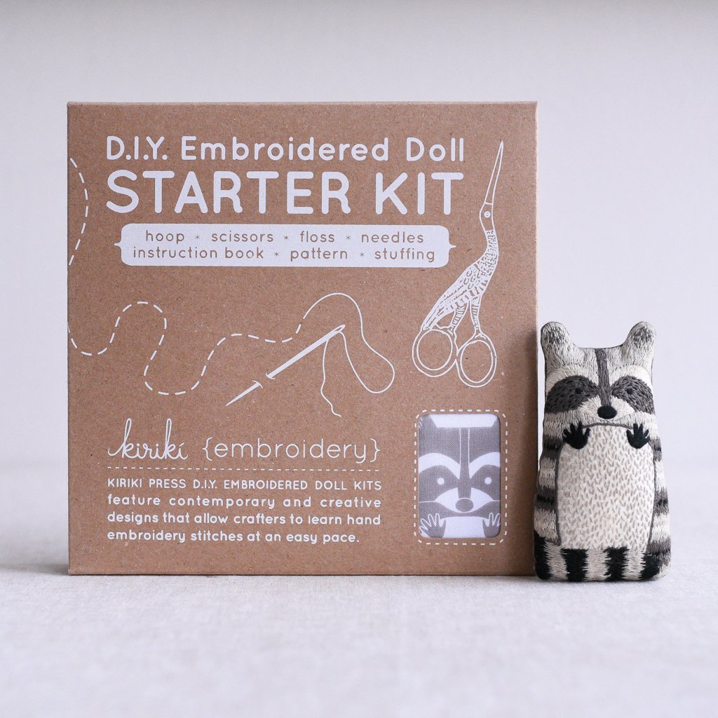 Kiriki Press : Embroidered Doll Starter Kit : with Raccoon - the workroom