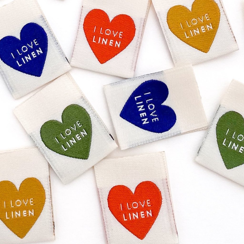 Kylie And The Machine : Woven Labels : I Love Linen : Four Colour Pack : 8 pcs - the workroom