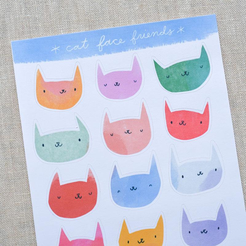 Lizzy House : Cat Face Sticker Sheet - the workroom