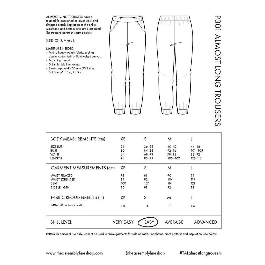 The Assembly Line : Almost Long Trousers Pattern - the workroom