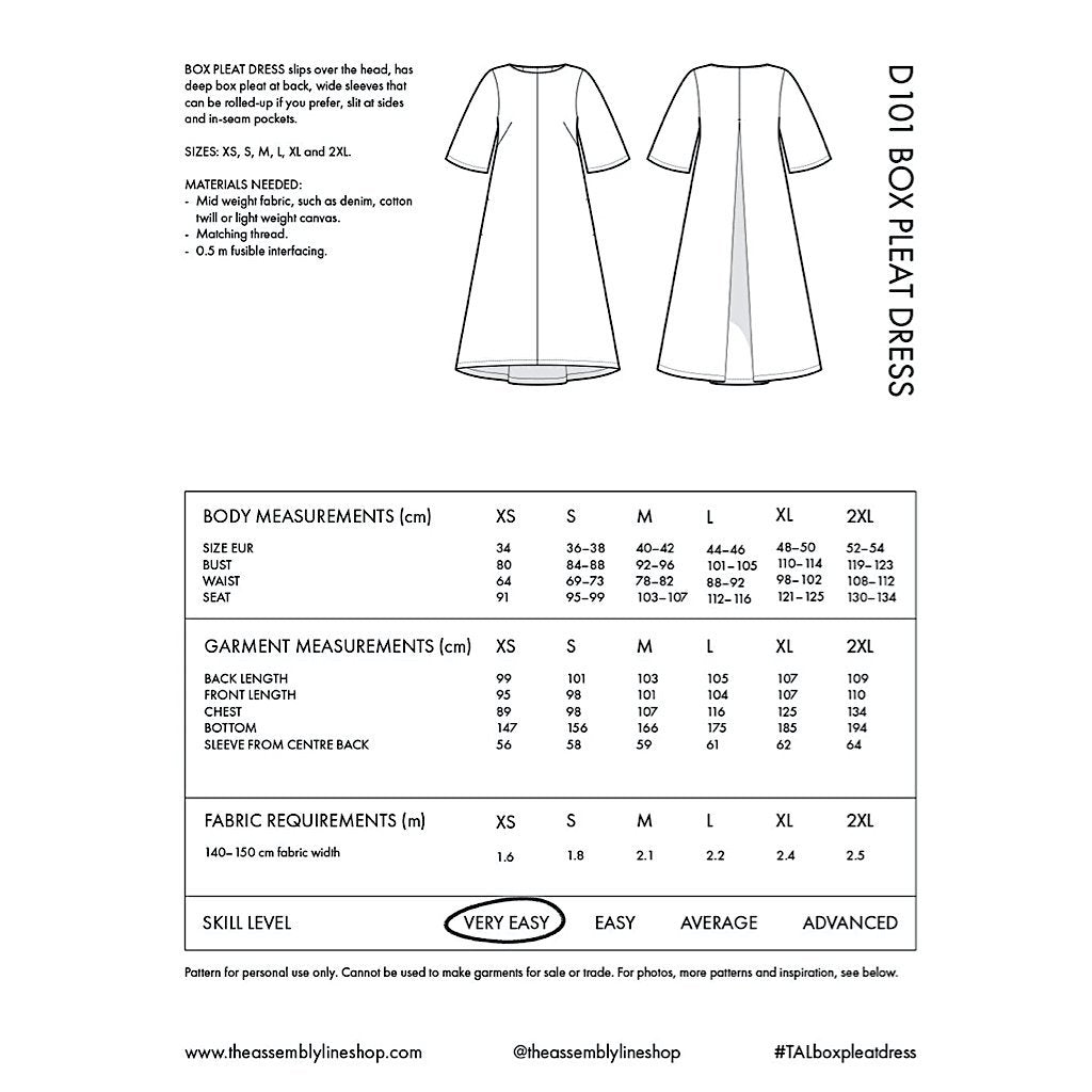 The Assembly Line : Box Pleat Dress Pattern - the workroom