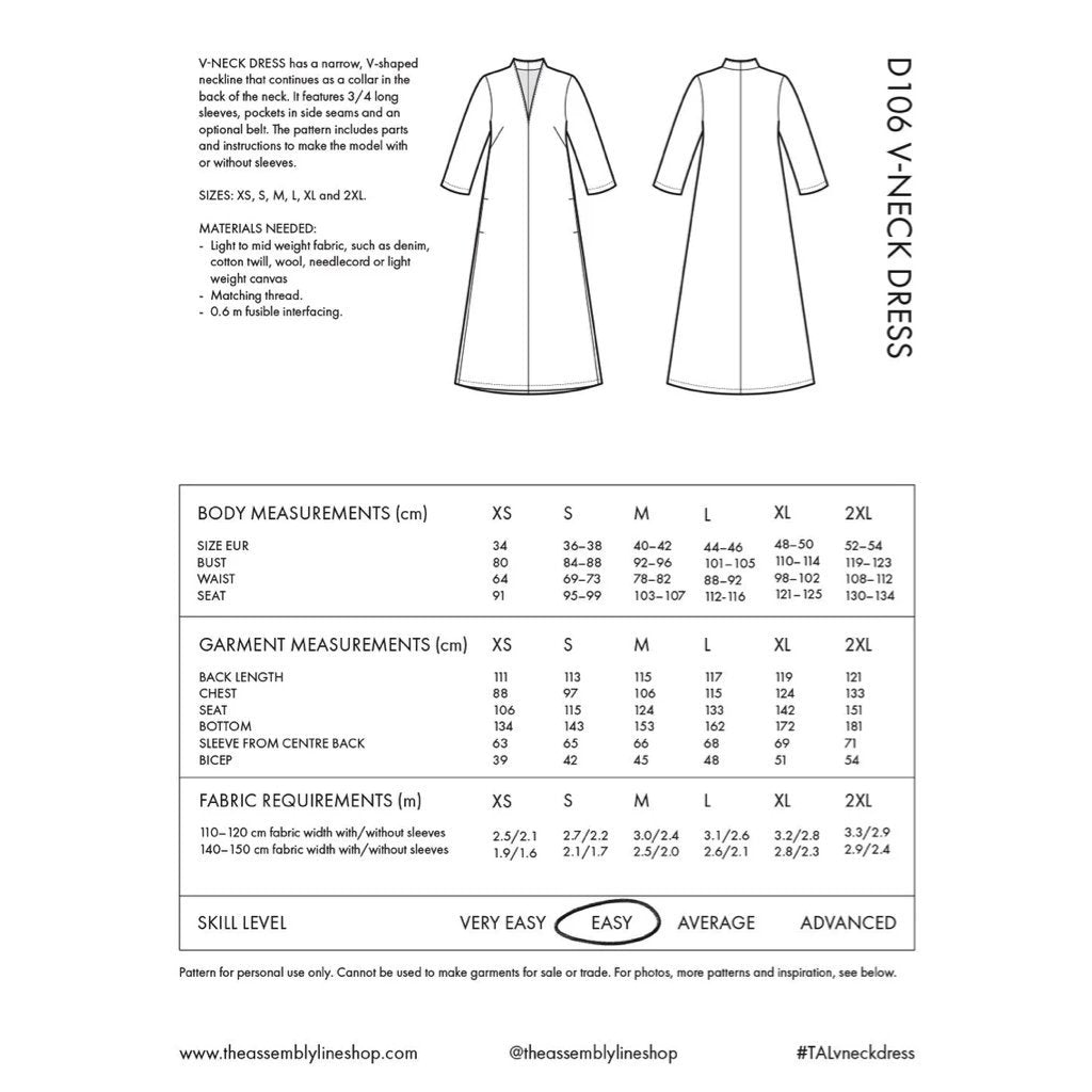 The Assembly Line : V-Neck Dress Pattern - the workroom