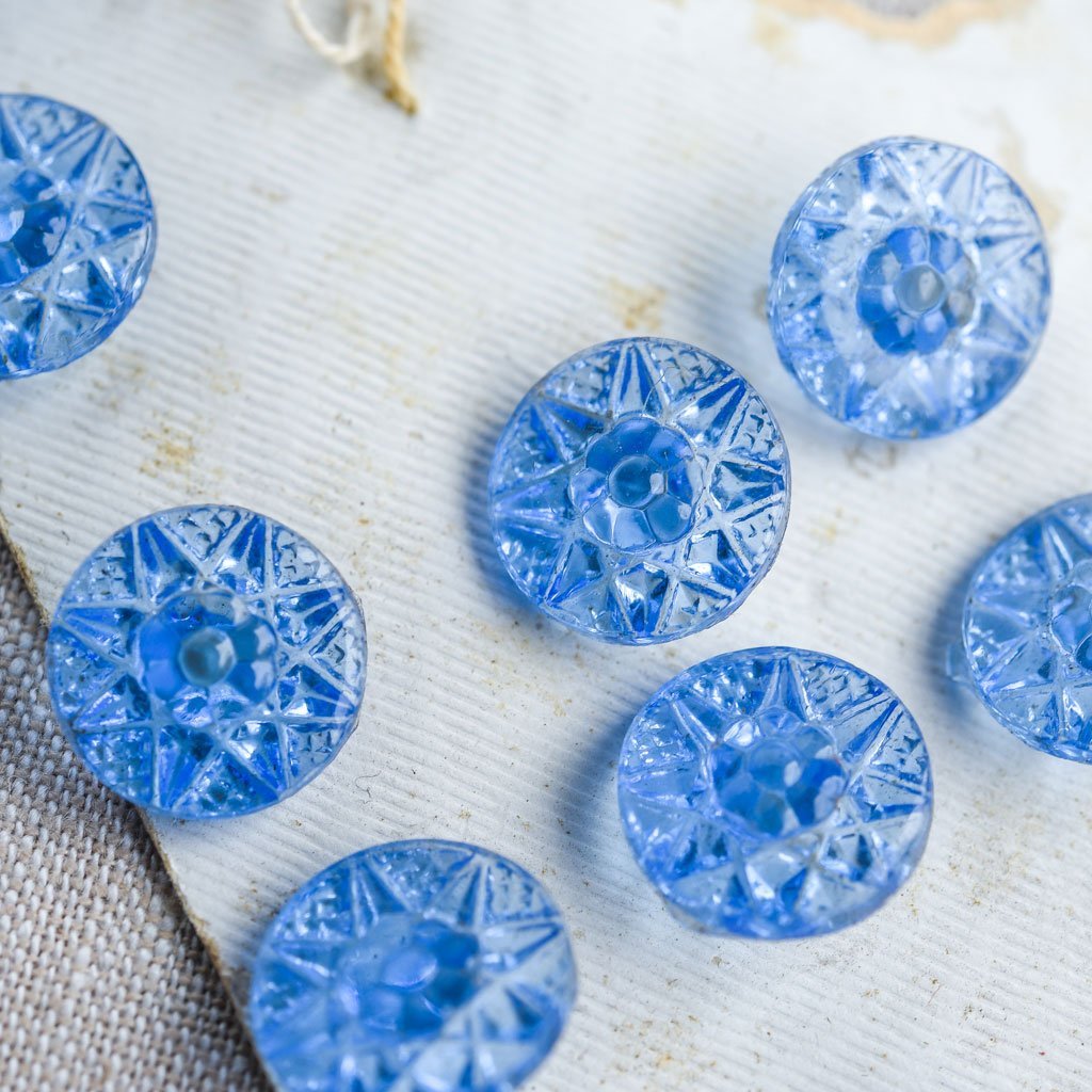 The Button Dept. : Glass : Blue Flower Sunburst - the workroom