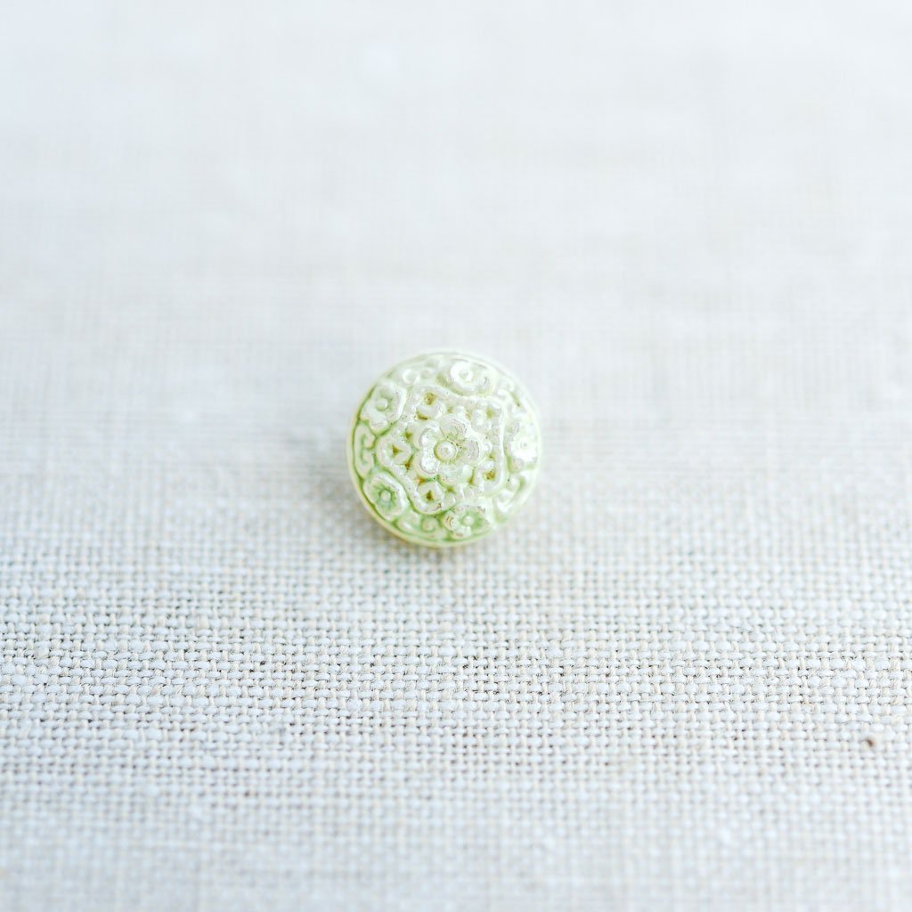 The Button Dept. : Glass : Frosted Mint Floral Lace - the workroom
