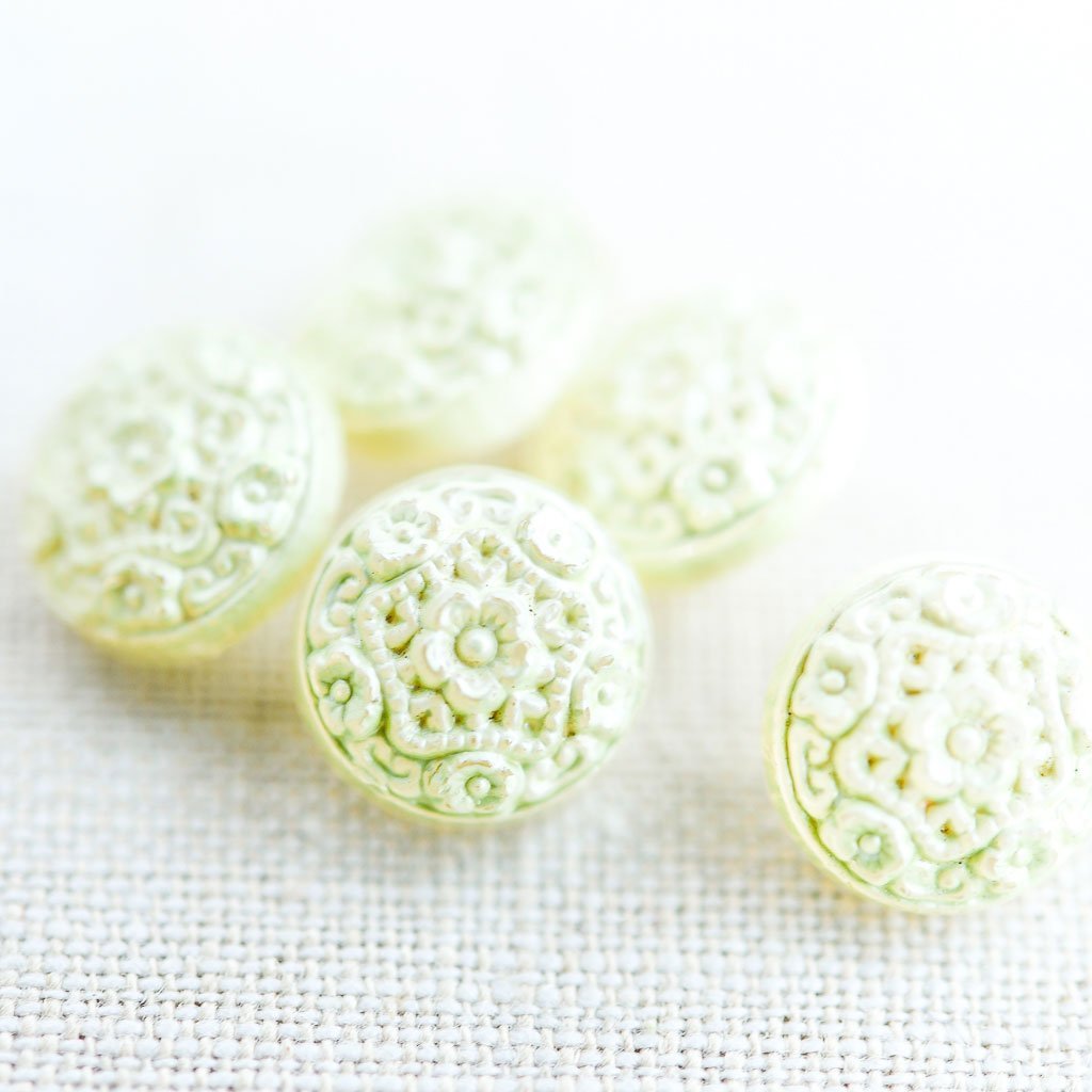 The Button Dept. : Glass : Frosted Mint Floral Lace - the workroom