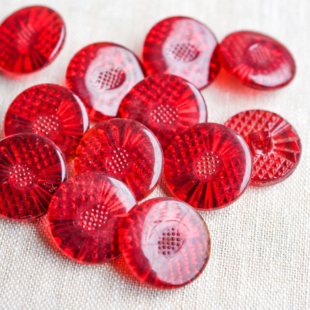 The Button Dept. : Glass : Red Fancy - the workroom