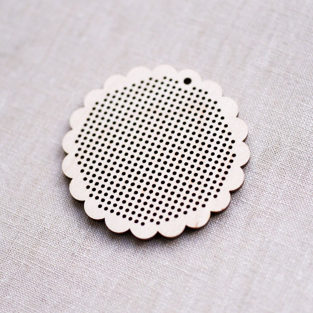 the workroom : Cross Stitch Pendant : Scalloped Circle - the workroom