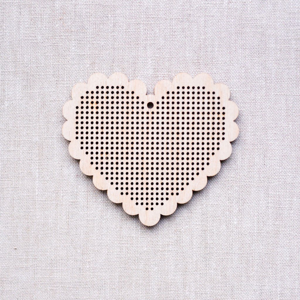 the workroom : Cross Stitch Pendant : Scalloped Heart - the workroom