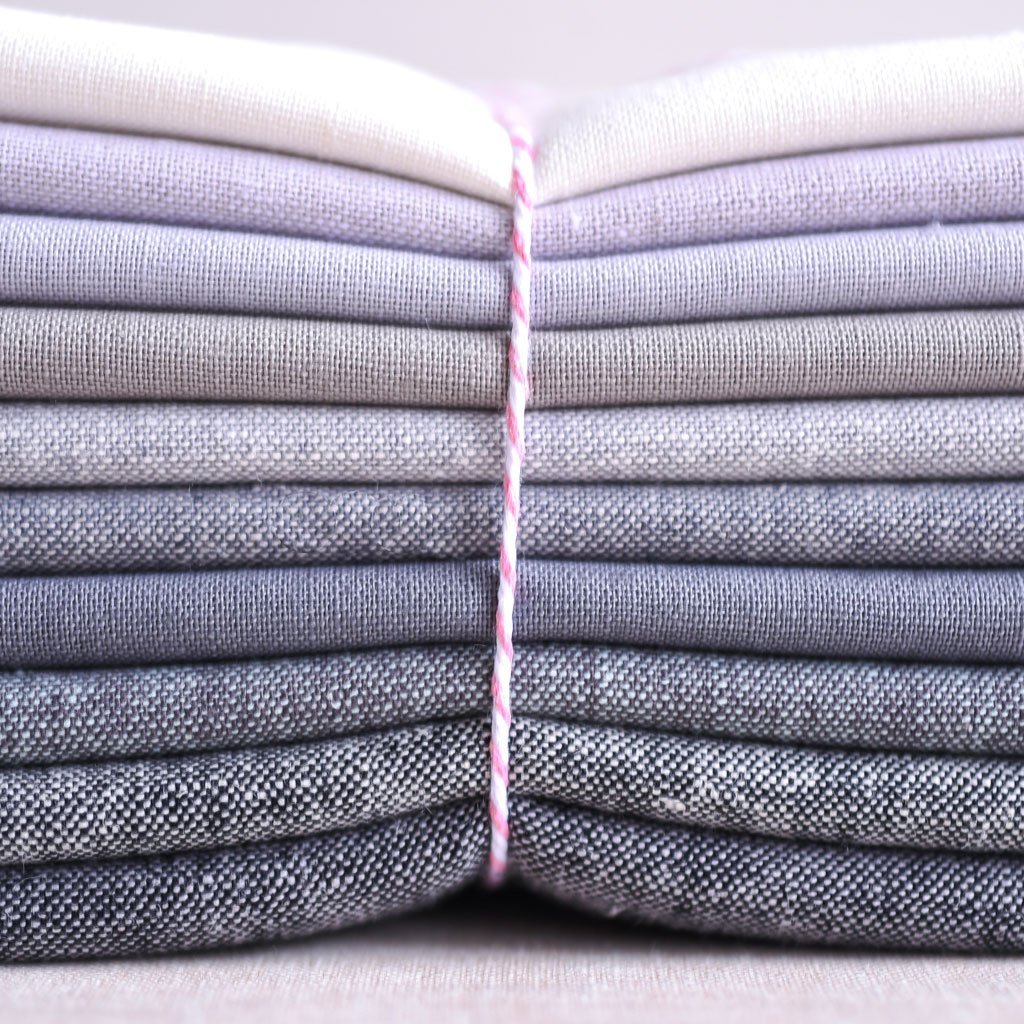 the workroom : Essex Linen / Cotton Bundle : Greys : 10 fat quarters - the workroom