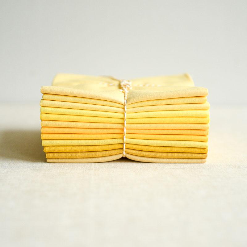 the workroom : Kona Solids Bundle : 365 Row 7 : Banana to Mustard : 12 fat quarters - the workroom
