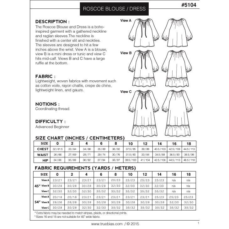 True Bias : Roscoe Blouse & Dress Pattern - the workroom