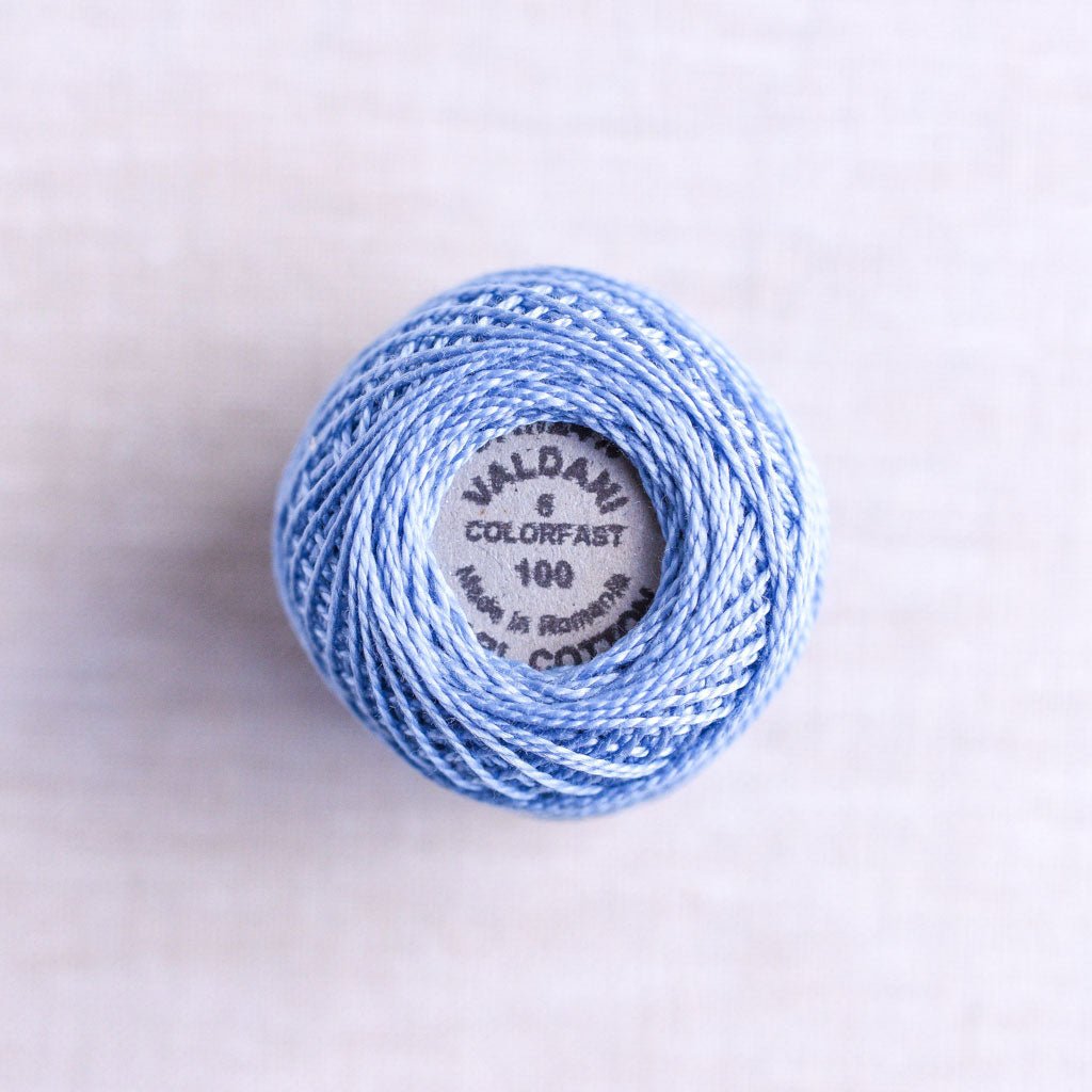 Valdani Pearl : 100 - Denim Light : Solid Cotton Thread : 8wt : 67m - the workroom