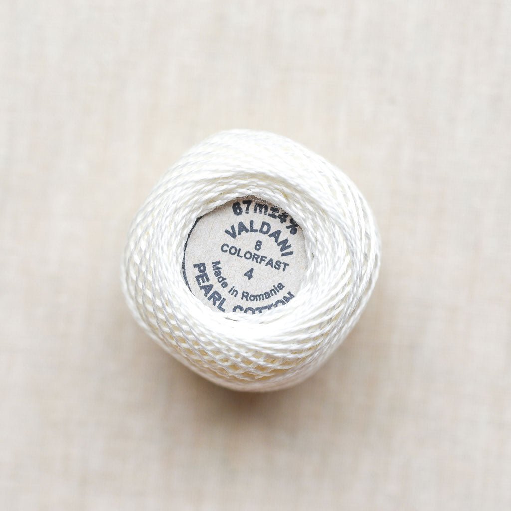 Valdani Pearl : 4 - Ivory : Solid Cotton Thread : 8wt : 67m - the workroom