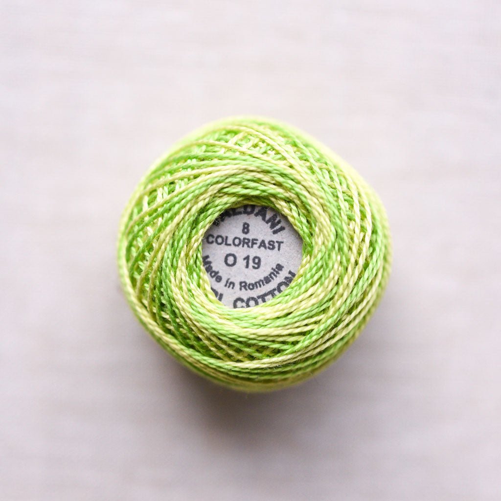 Valdani Pearl : O19 - Spring Greens : Variegated Cotton Thread : 8wt : 67m - the workroom
