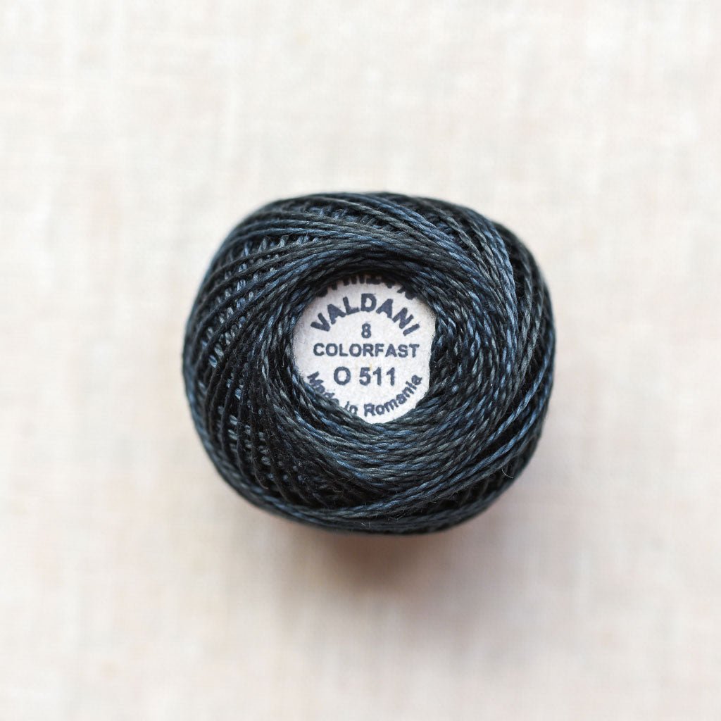 Valdani Pearl : O511 - Black Sea : Variegated Cotton Thread : 8wt : 67m - the workroom