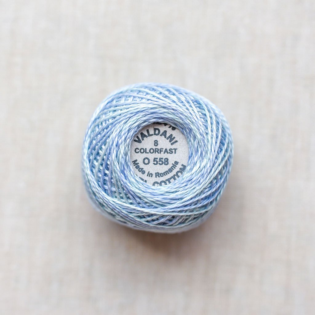 Valdani Pearl : O558 - Blue Suave : Variegated Cotton Thread : 8wt : 67m - the workroom