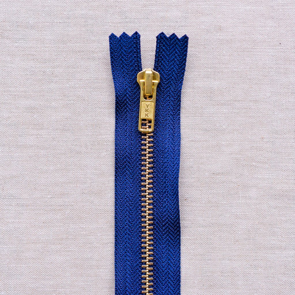 YKK Metal Zipper : Navy : Brass - the workroom