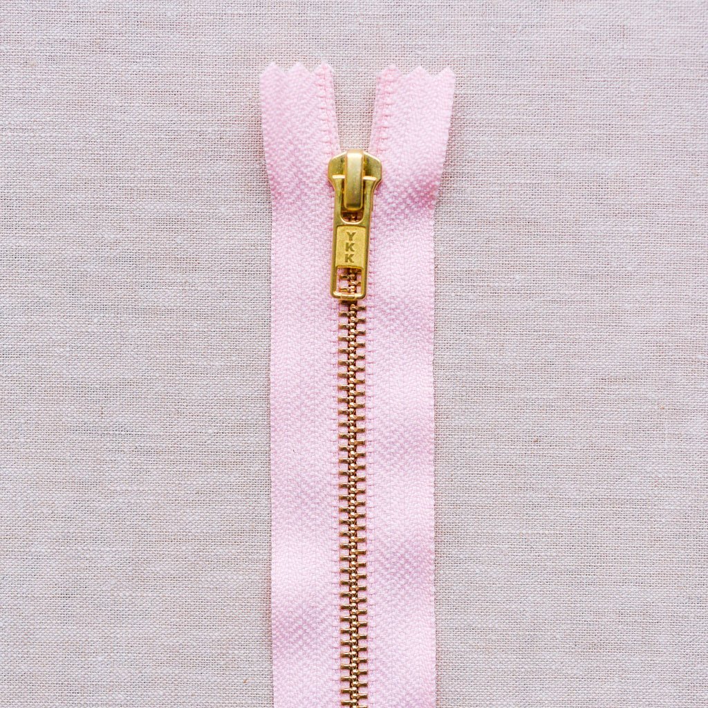 YKK Metal Zipper : Pale Pink : Brass - the workroom